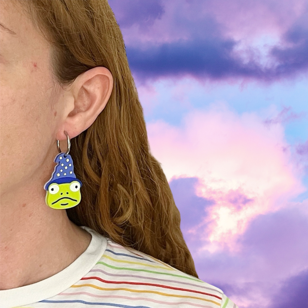 Wizard frog earrings