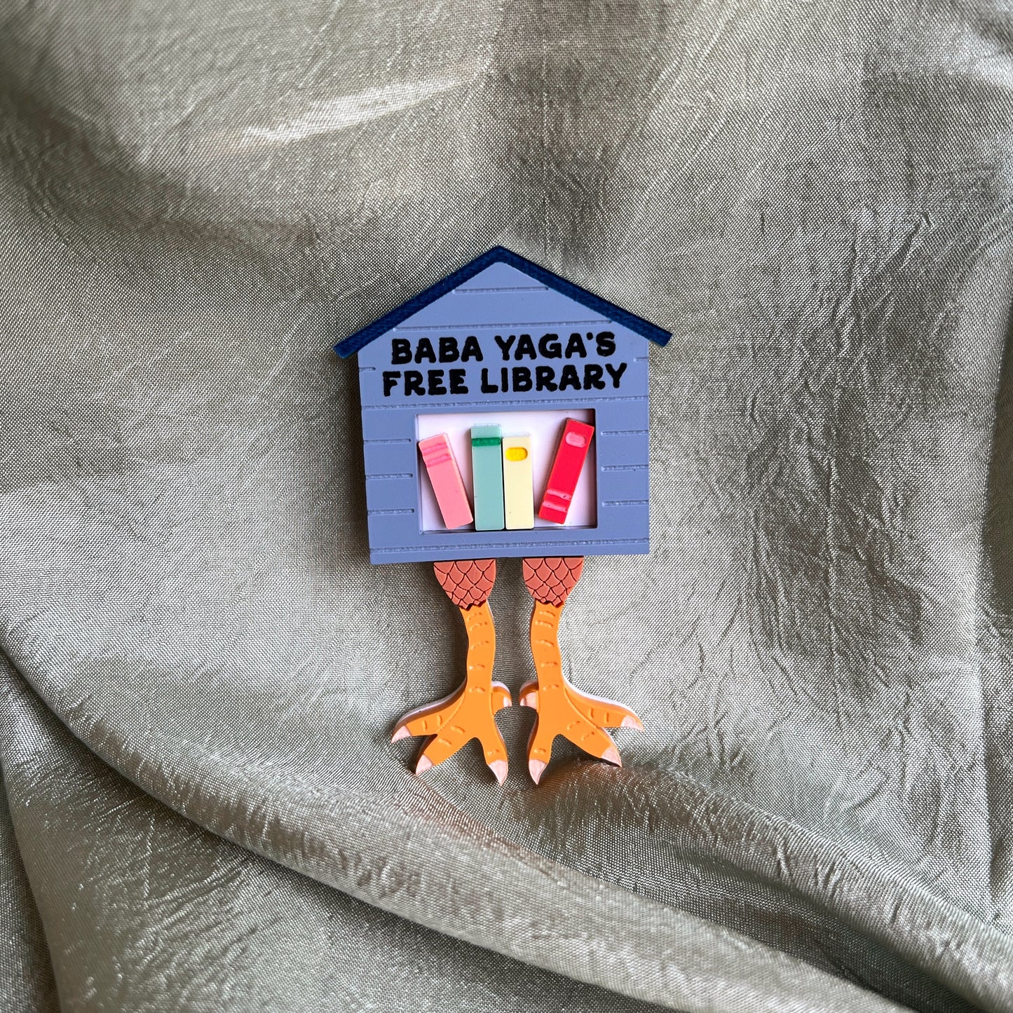 Baba Yaga's Free Library brooch or magnet
