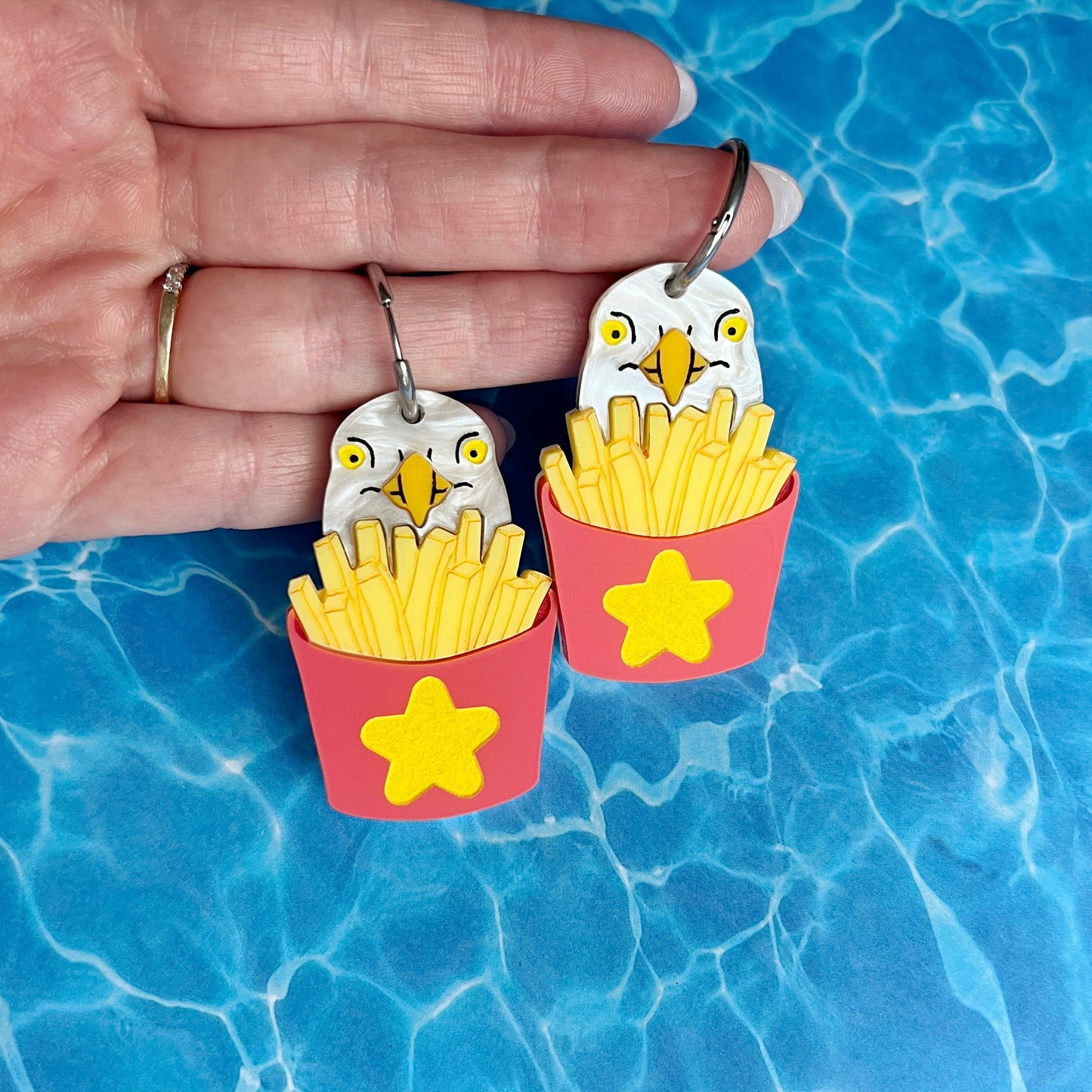 Seagull with fries earrings