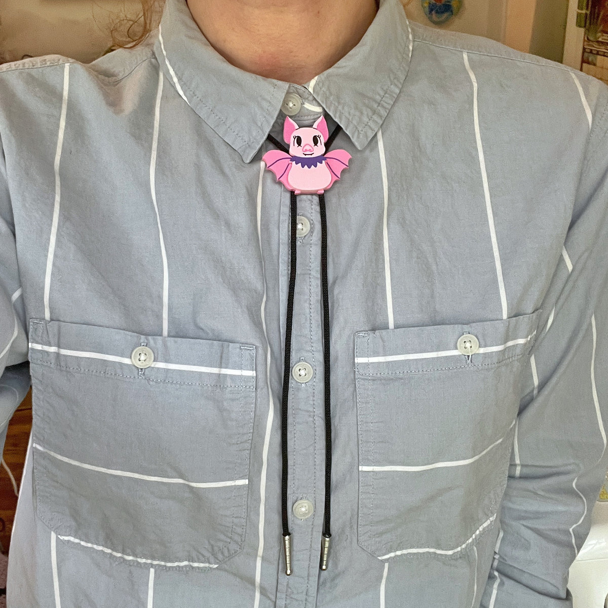 Cute bat bolo tie