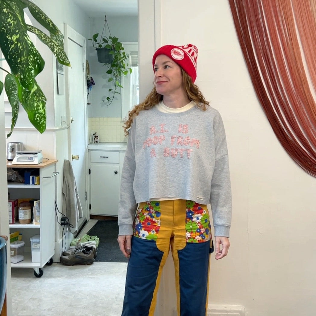 A.I. is poop - grey crop sweatshirt