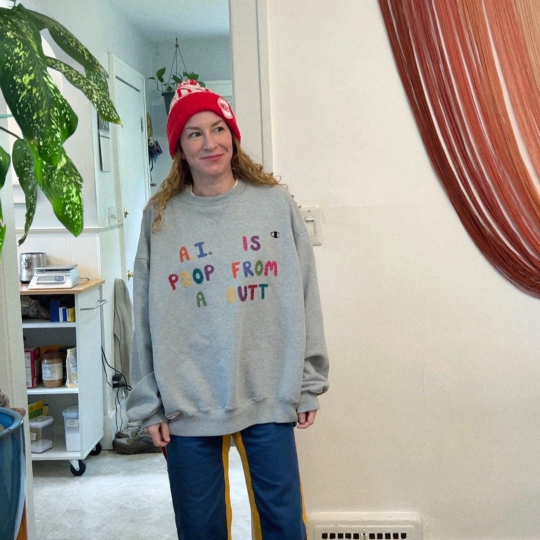 A.I. is poop - grey champion sweatshirt