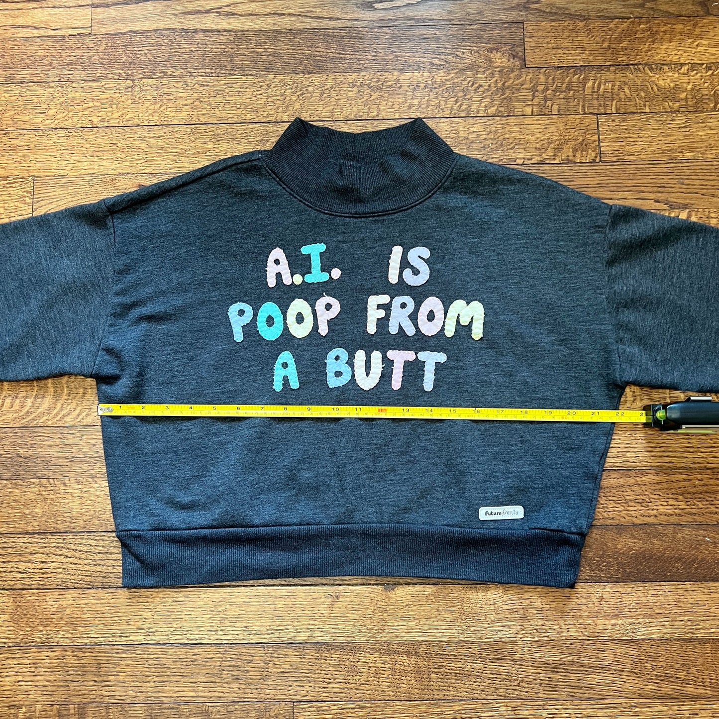 A.I. is poop - charcoal grey crop sweatshirt