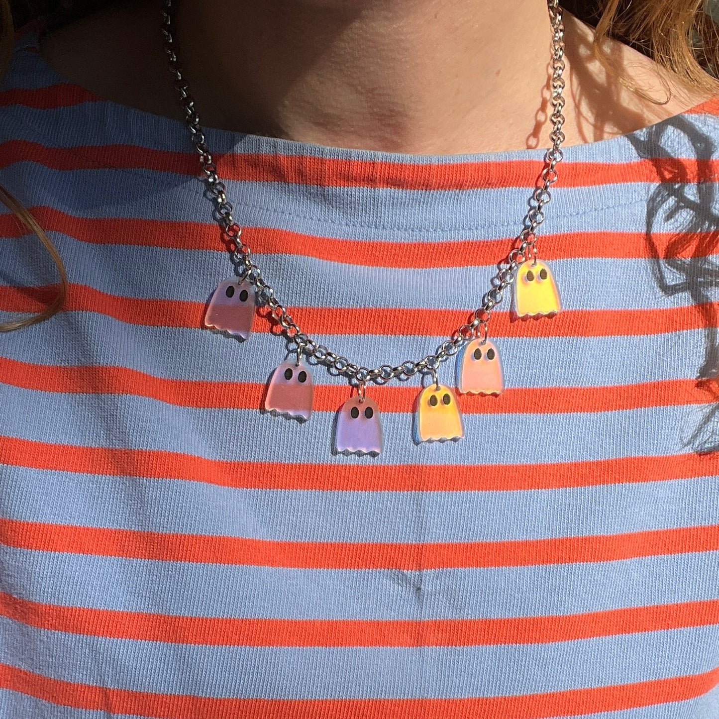 Iridescent ghostie necklace