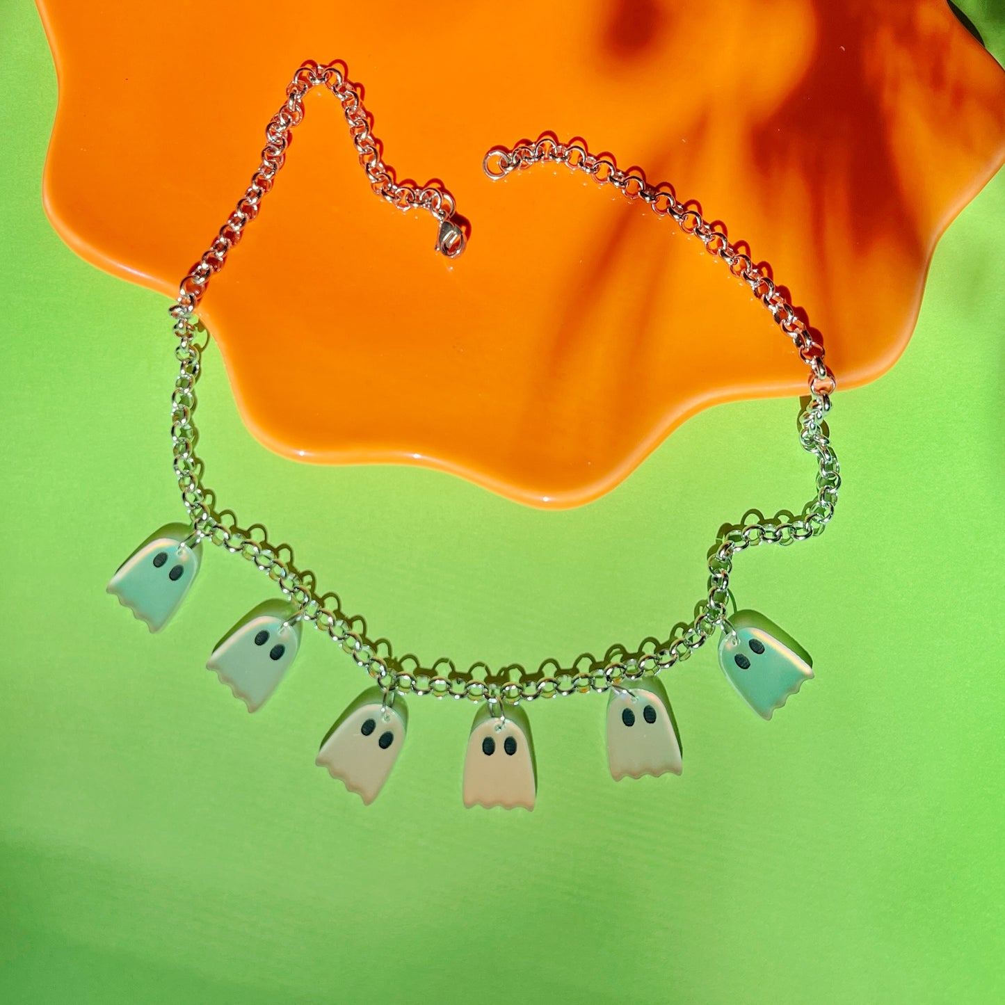 Iridescent ghostie necklace
