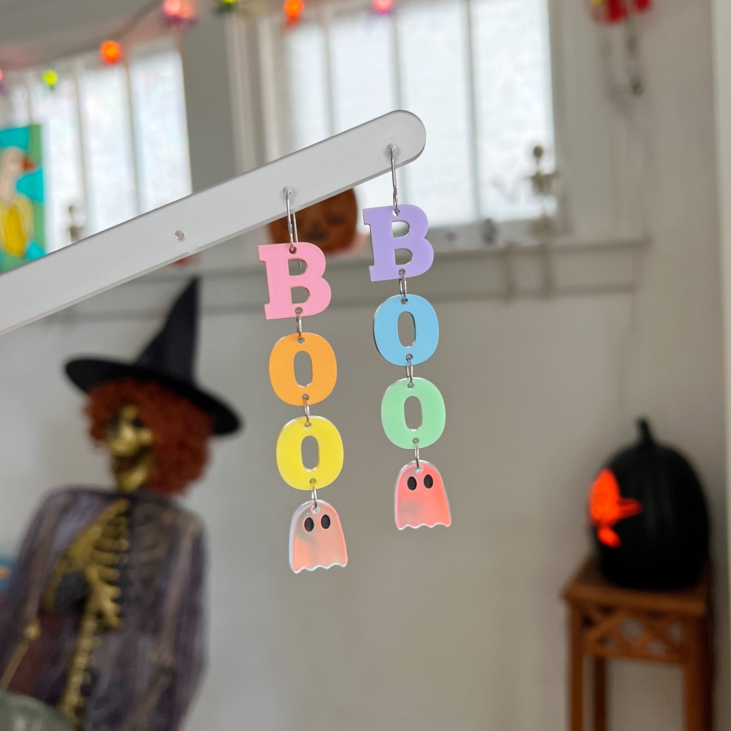 Rainbow boo ghost earrings