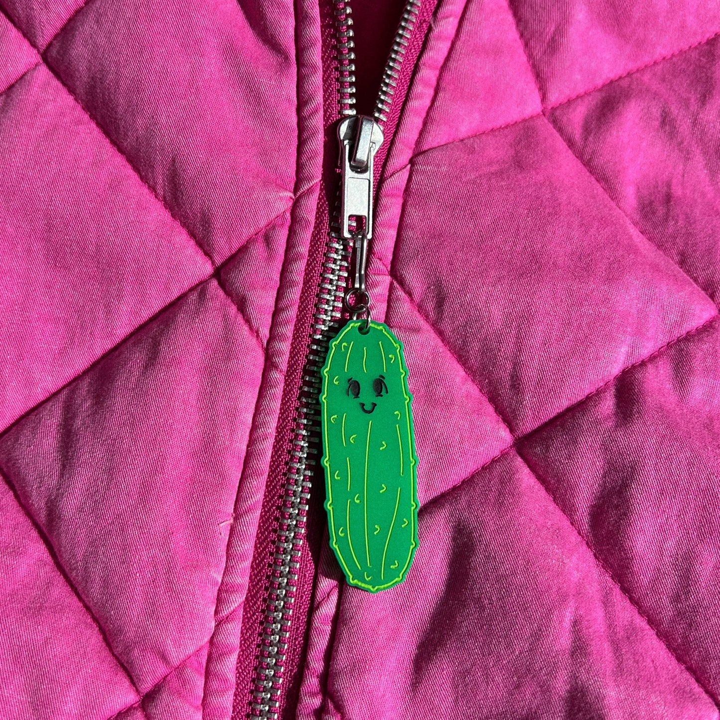 Pickle zipper pull or bag charm