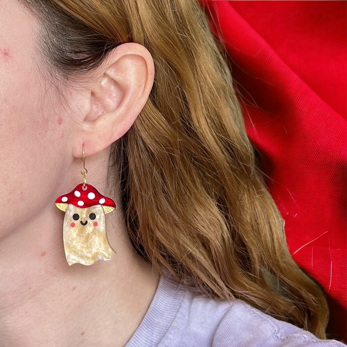 Mushroom ghost earrings