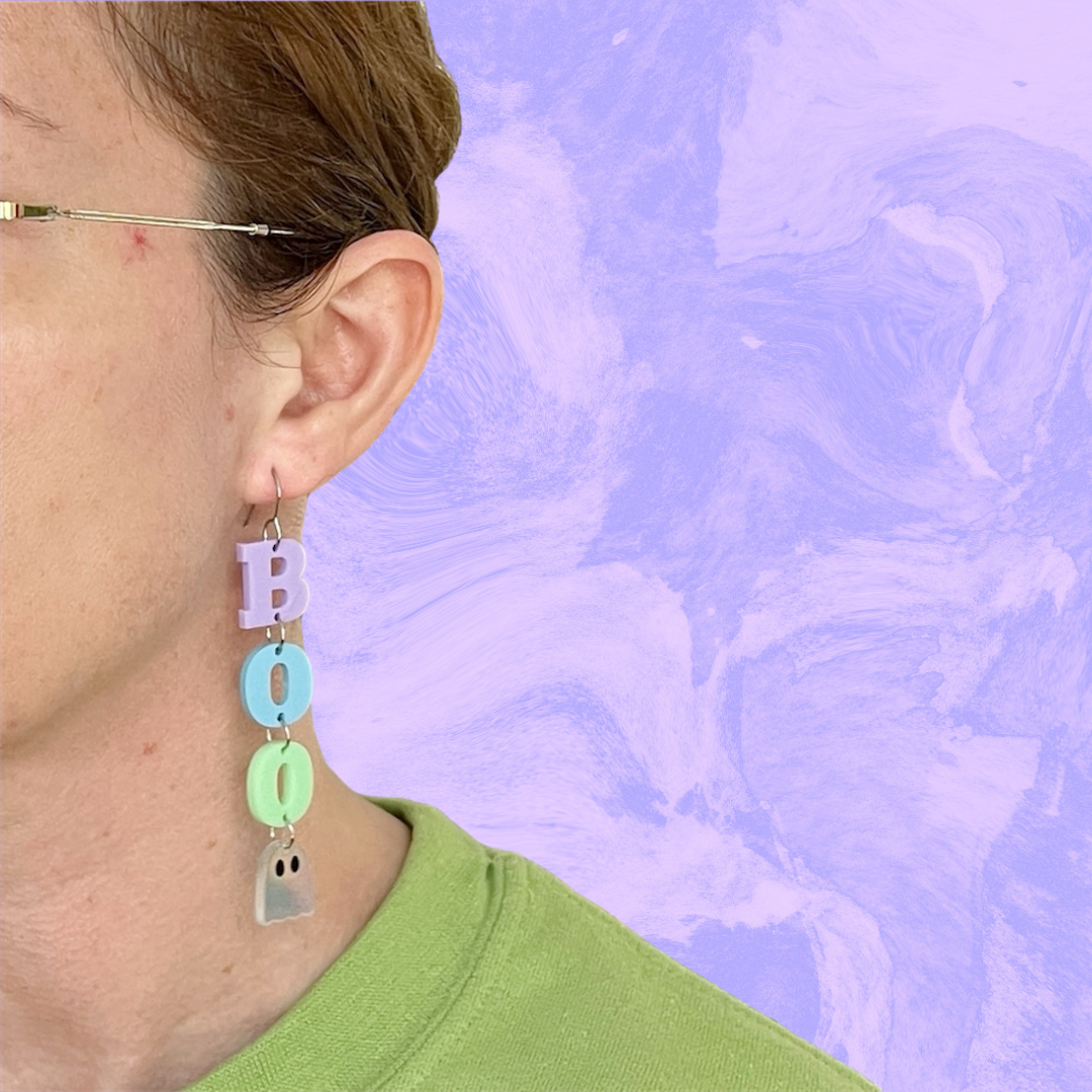 Rainbow boo ghost earrings