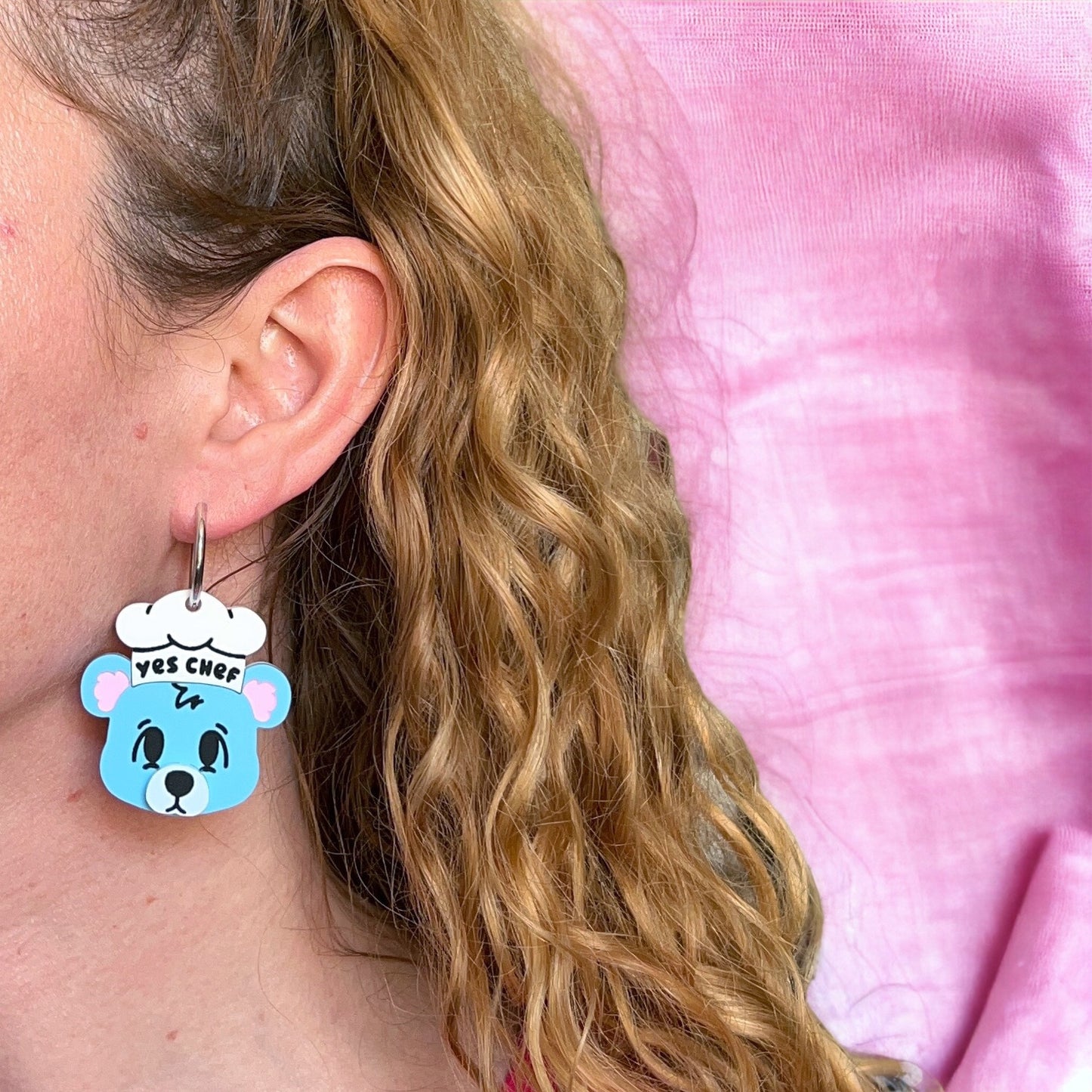 Chef bear earrings