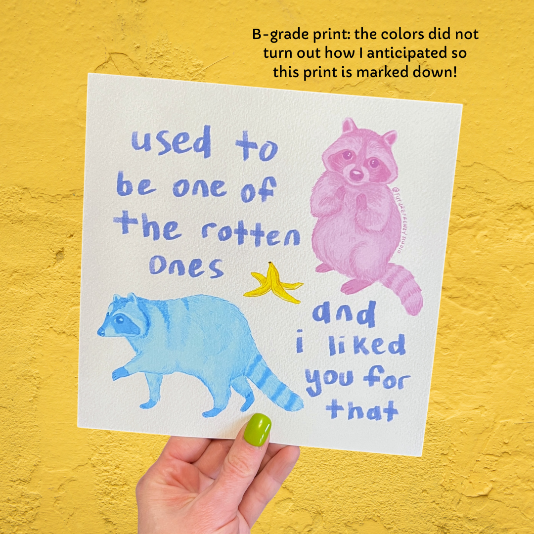 Rotten Raccoons art print 8"x 8" (B-grade)