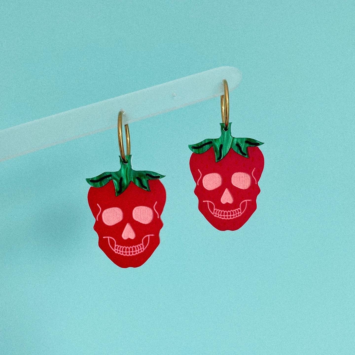 Strawberry skull earrings