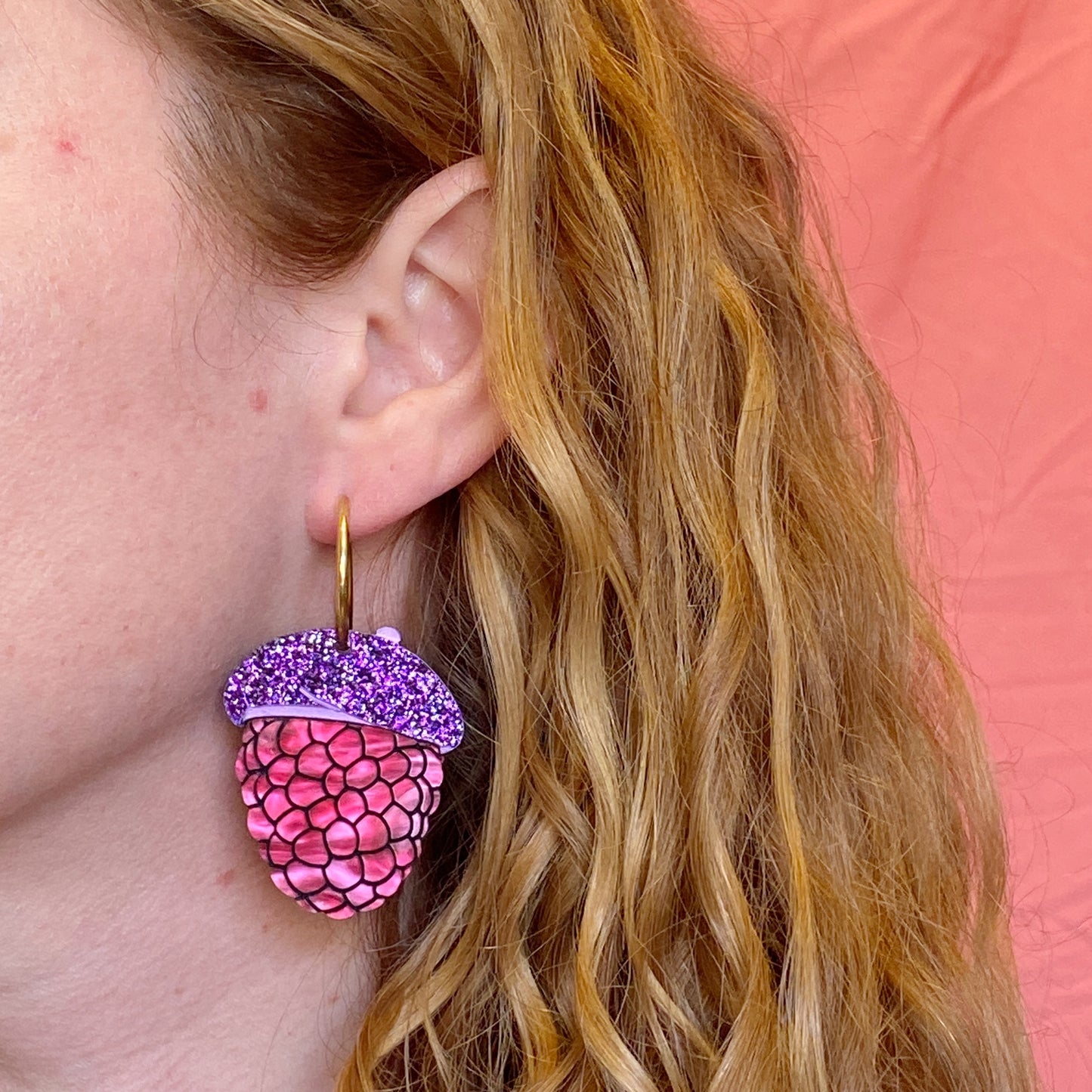 Raspberry Beret Earrings