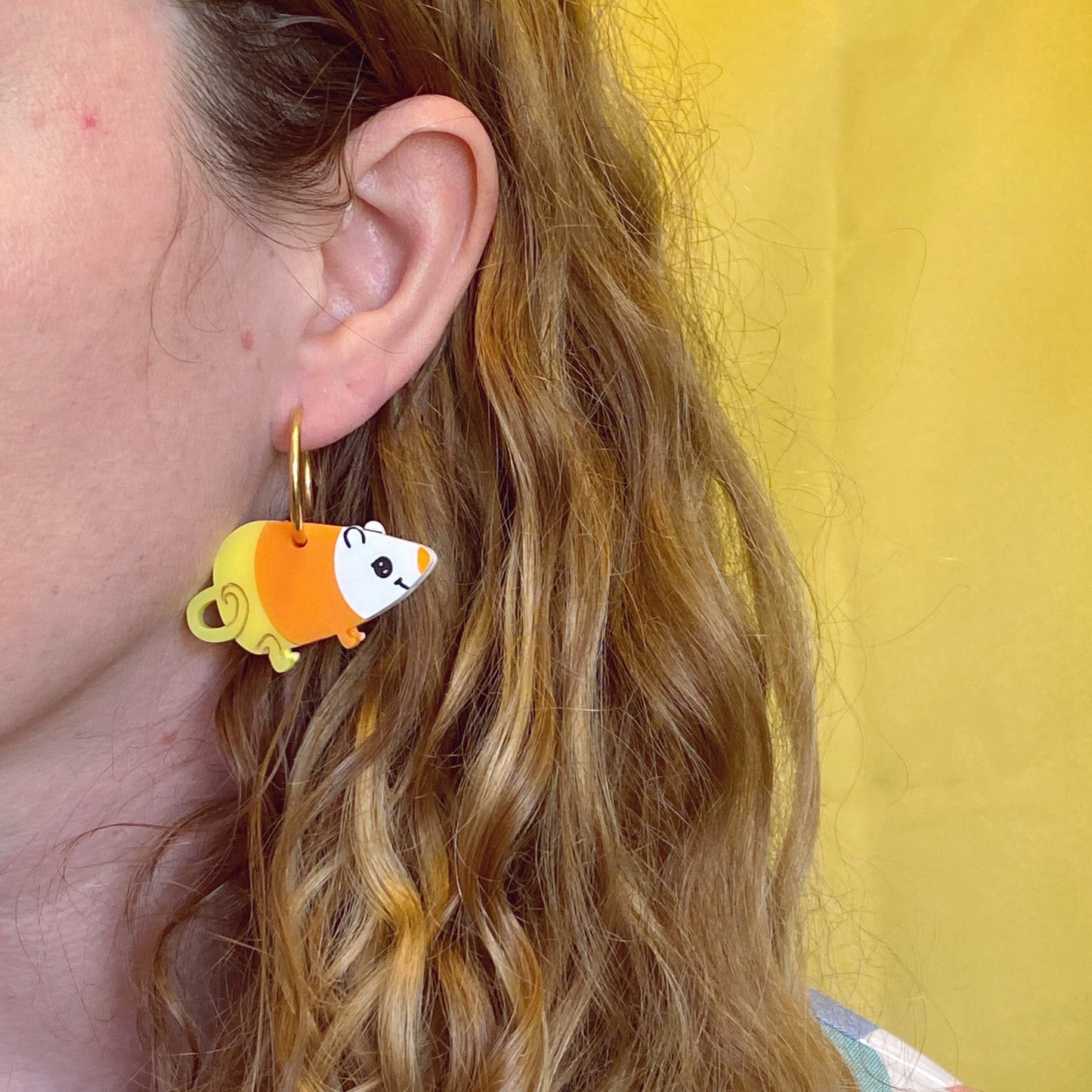Candy corn rat earrings