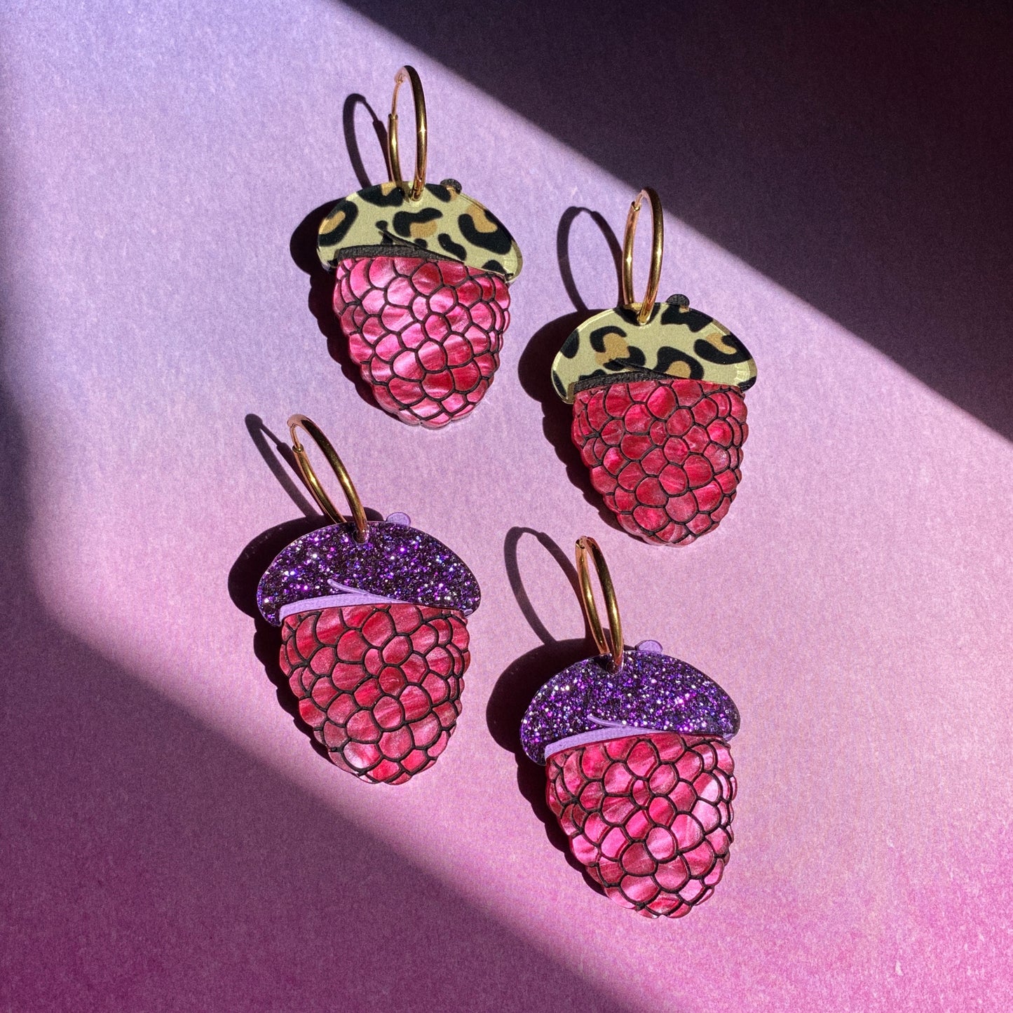 Raspberry Beret Earrings
