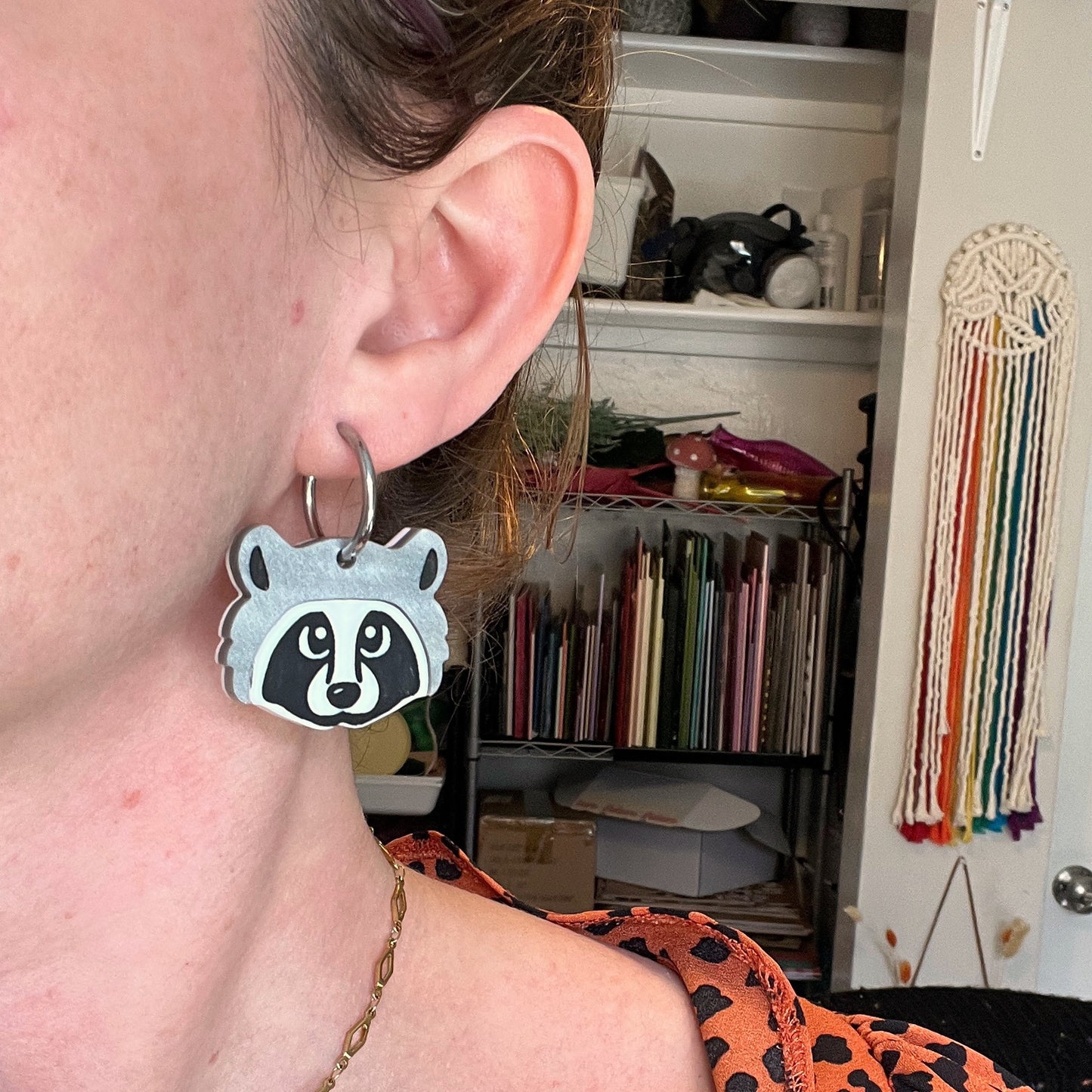 Cutesy raccoon earrings