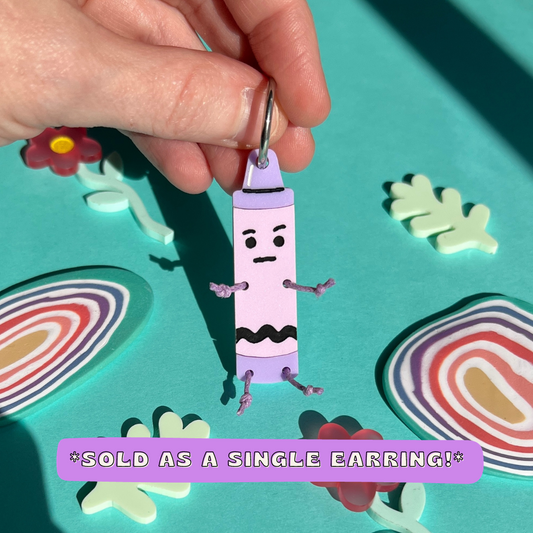 SINGLE lavender crayon earring