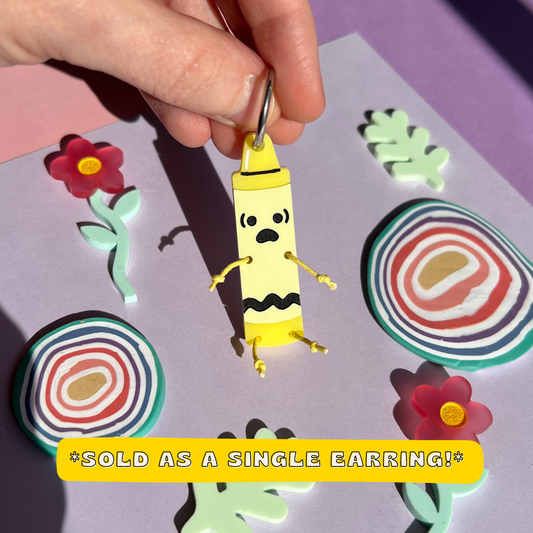 SINGLE yellow crayon earring