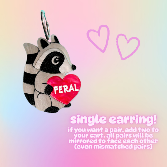 Feral raccoon *single earring*