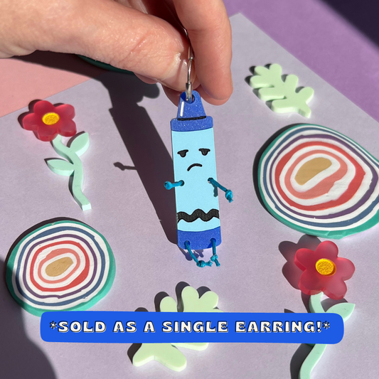 SINGLE blue crayon earring