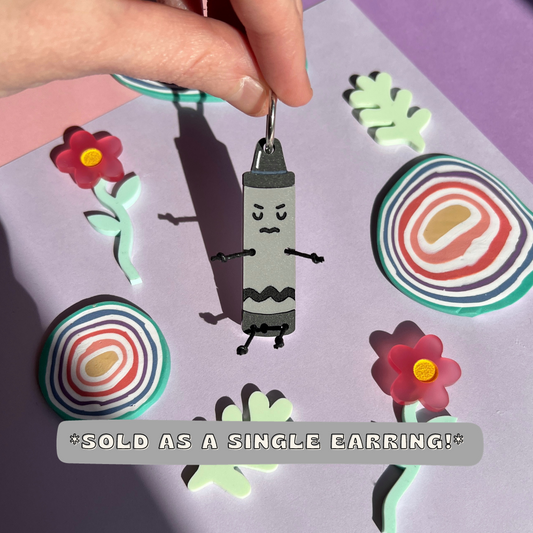 SINGLE black crayon earring