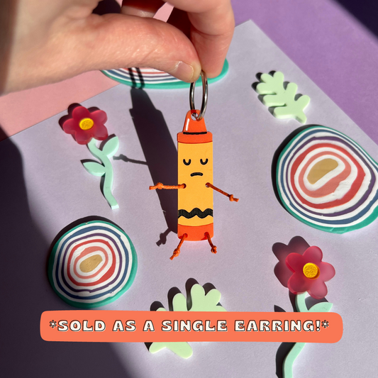 SINGLE orange crayon earring