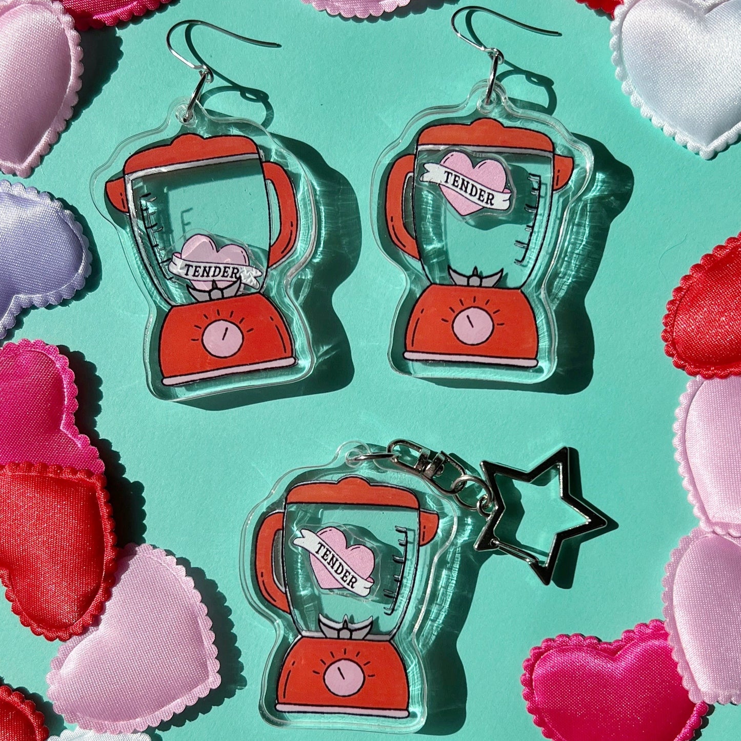 Heart in a blender shaker earrings