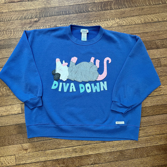 Diva down opossum sweatshirt (blue)