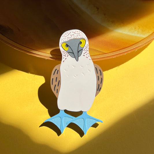 Blue footed booby brooch or magnet