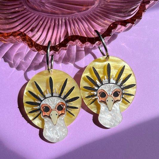 Secretary bird earrings