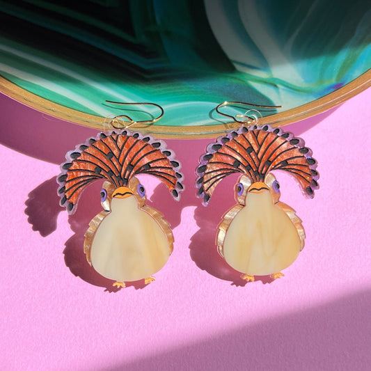 Tropical royal flycatcher earrings