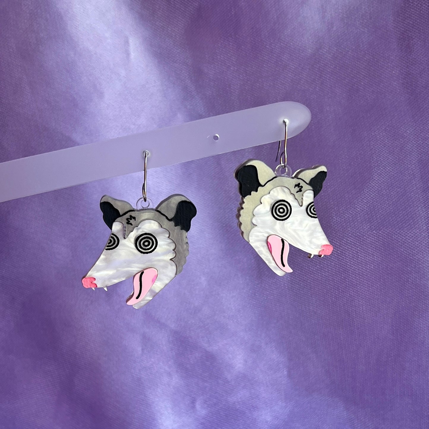 Unhinged opossum earrings