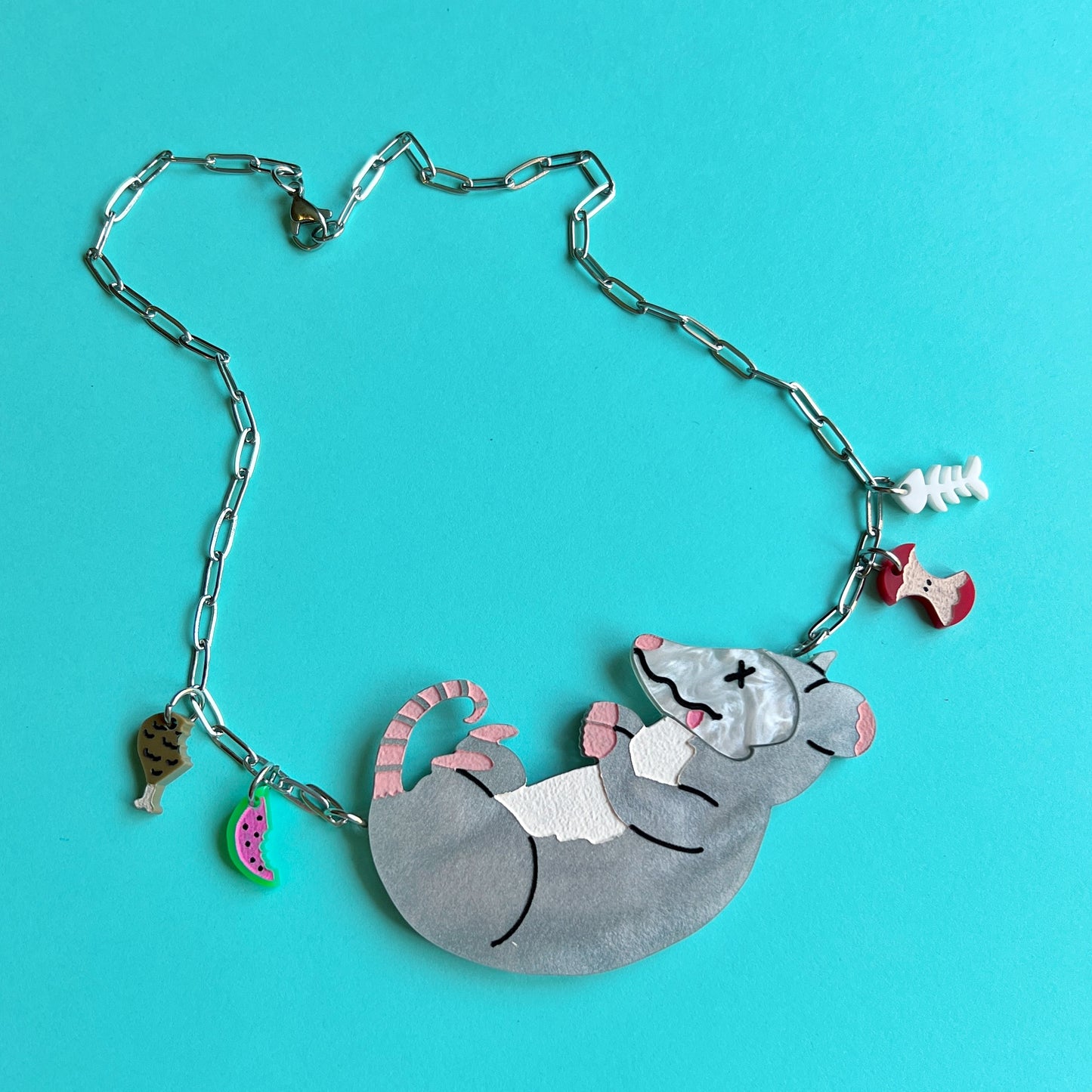 Playing dead opossum necklace