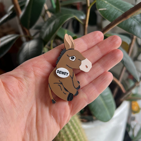 Dewey Donkey Brooches for Briauna