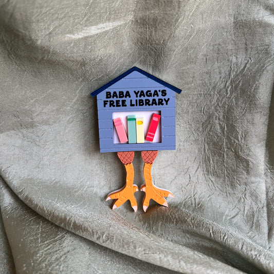 Baba Yaga's Free Library brooch or magnet