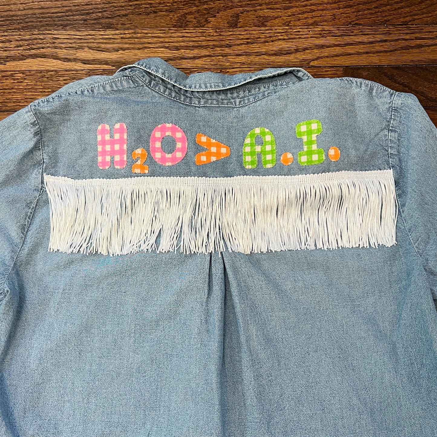 H2O > A.I. denim fringe pullover shirt