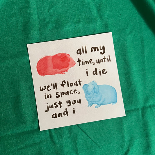 Space Guinea Pigs art print 8"x 8"