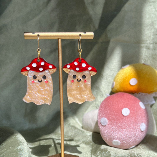 Mushroom ghost earrings