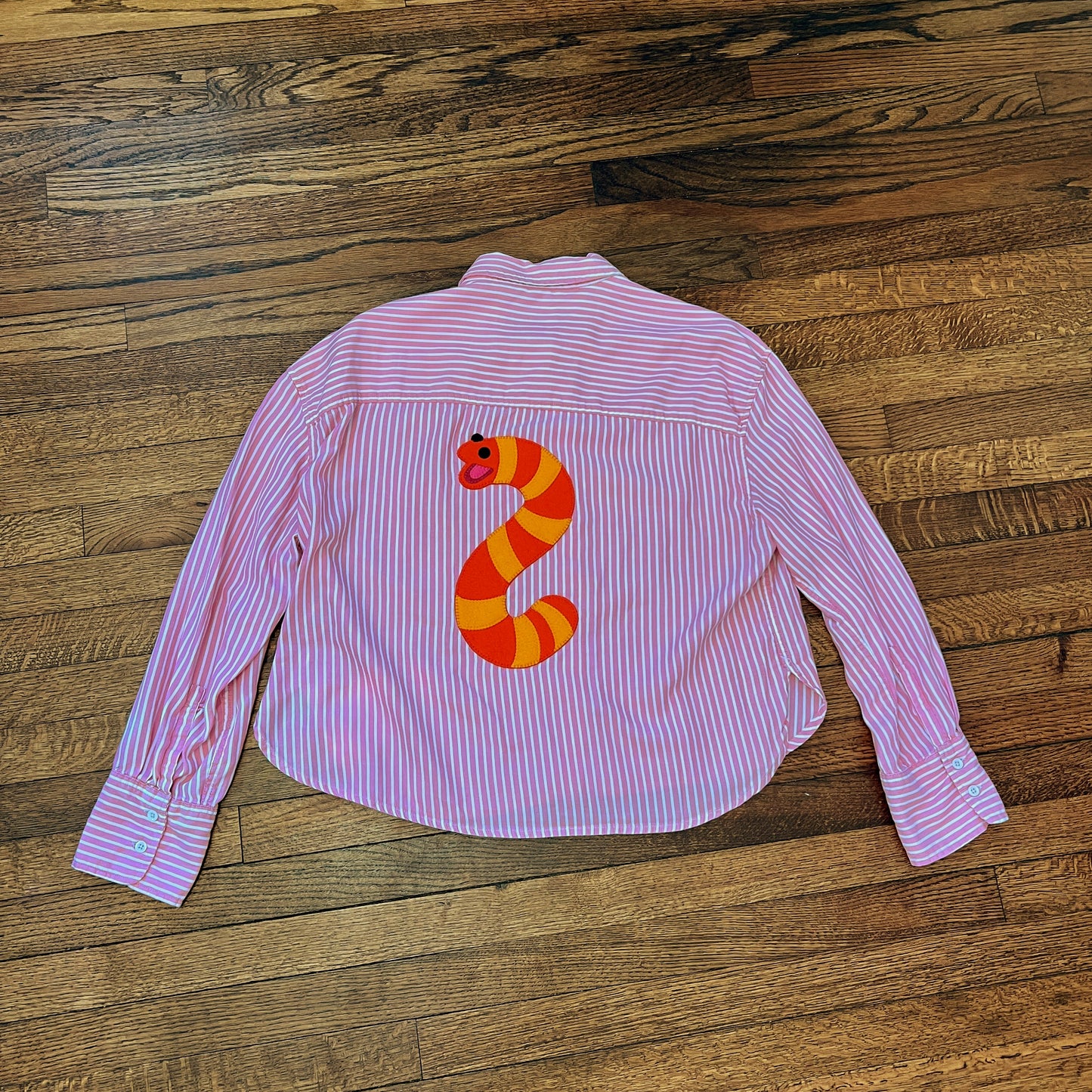 Slimey pink and white button up shirt