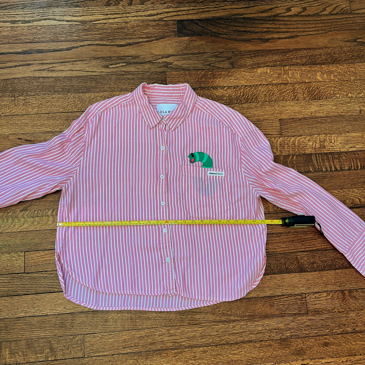 Slimey pink and white button up shirt