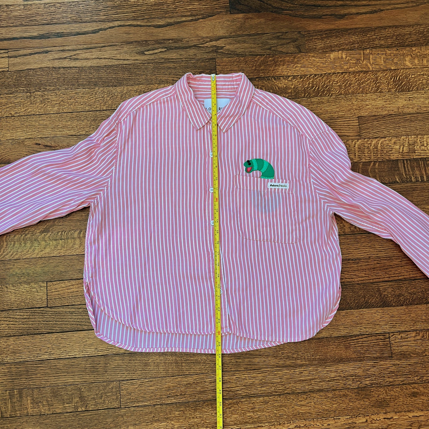 Slimey pink and white button up shirt
