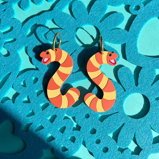 Stripey worm earrings