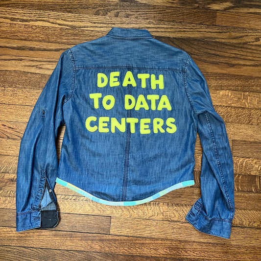Death to Data Centers upcycled button up