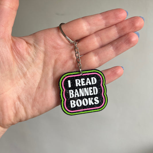 I read banned books keychain