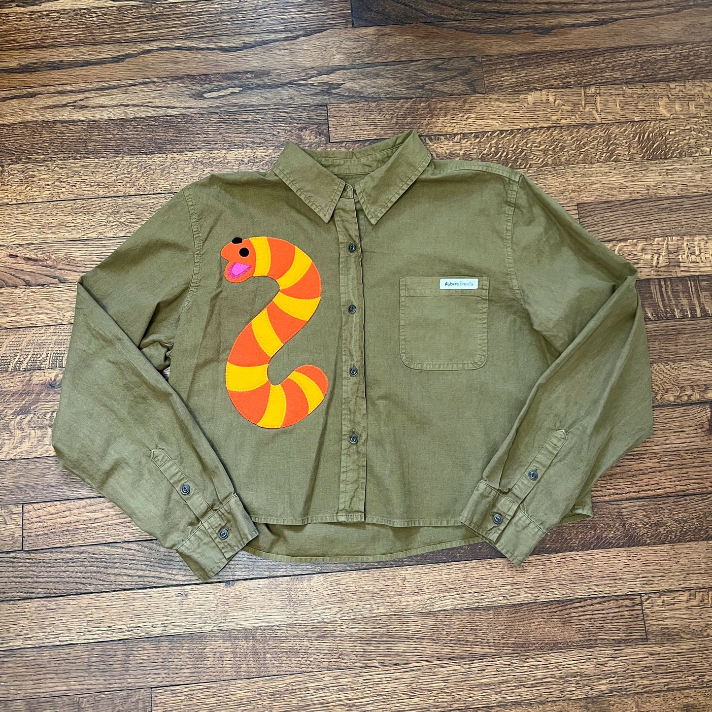 Slimey olive green button up shirt