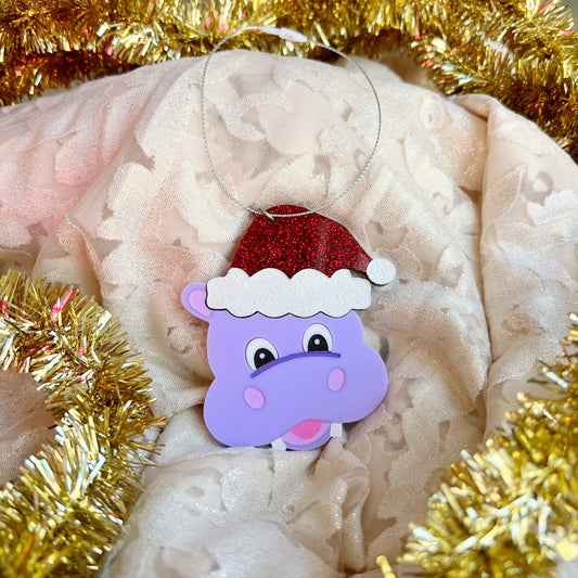 Festive hippo ornament
