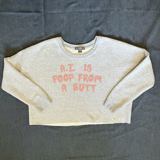 A.I. is poop - grey crop sweatshirt