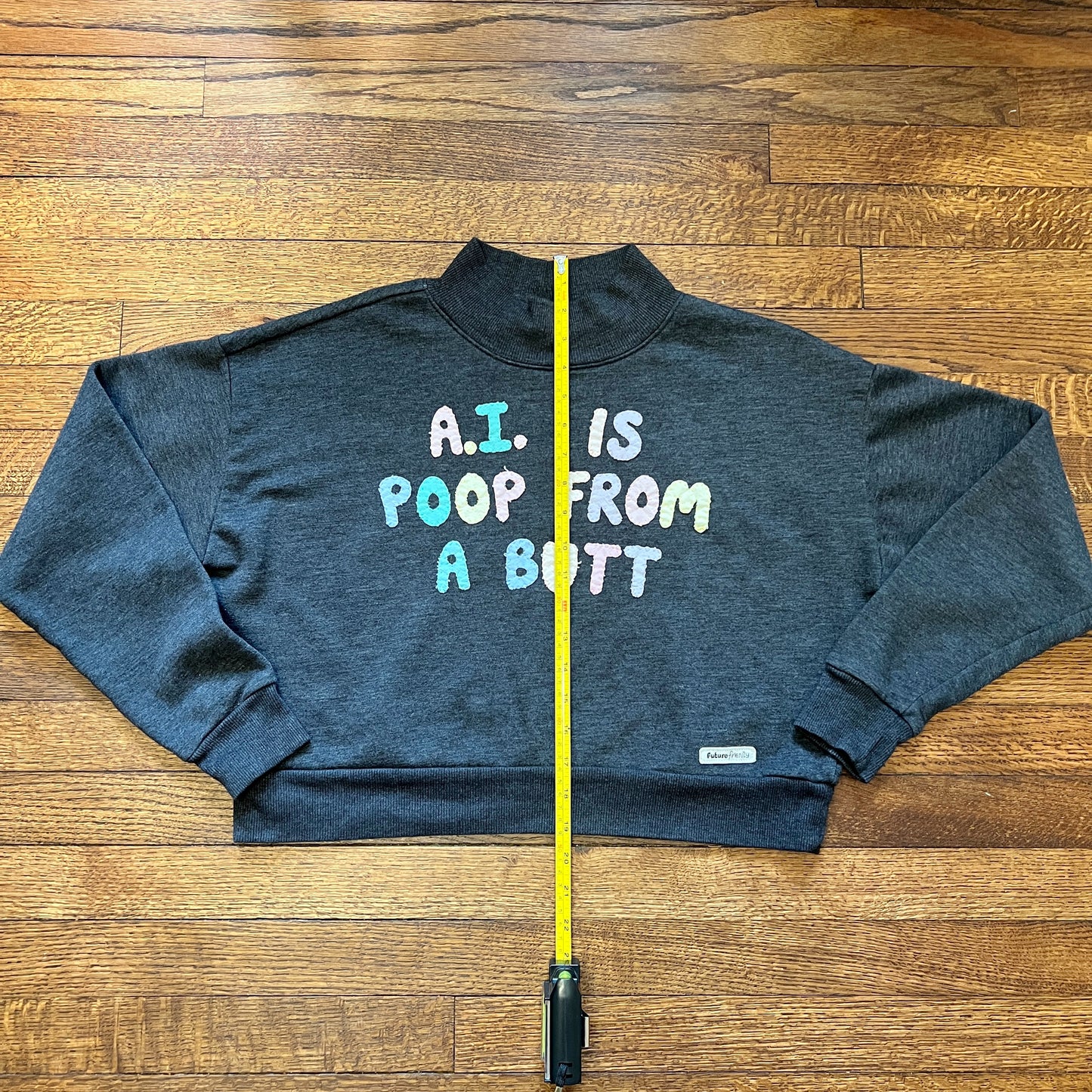 A.I. is poop - charcoal grey crop sweatshirt
