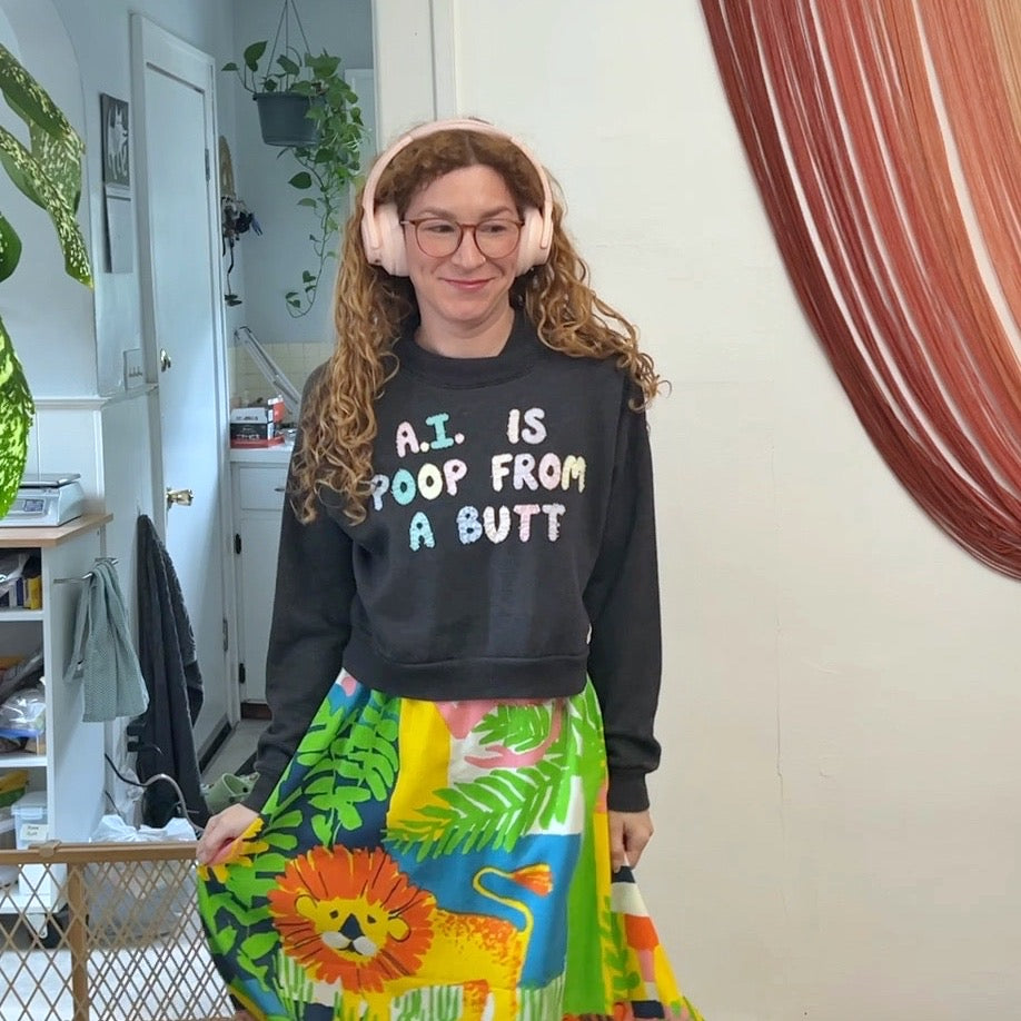 A.I. is poop - charcoal grey crop sweatshirt