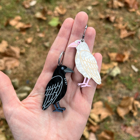 White & Black Raven earrings